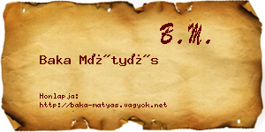 Baka Mátyás névjegykártya
